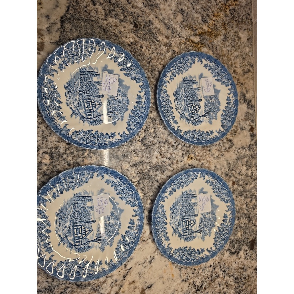 Churchill The Brook Blue Saled Plate Set Of 4 No Chips